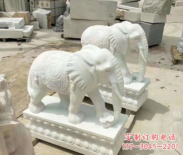 泸州汉白玉大象招财动物石雕