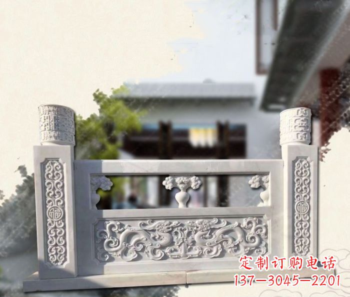 泸州汉白玉龙石栏板雕塑