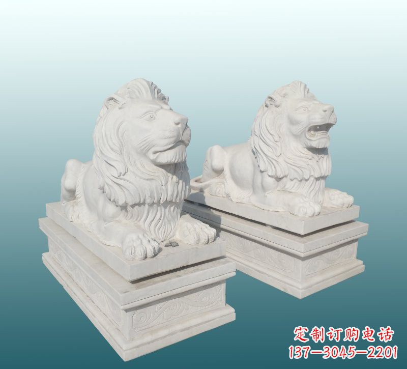泸州汉白玉狮子雕塑,来自中领雕塑精美设计