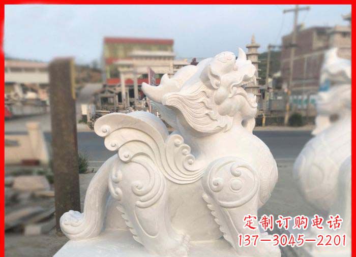 泸州中领雕塑:精美汉白玉貔貅门口招财石雕