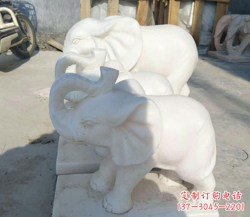 泸州高端汉白玉招财小象雕塑