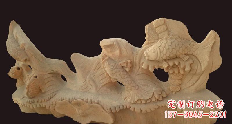 泸州荷花鲤鱼石雕,精美绝伦