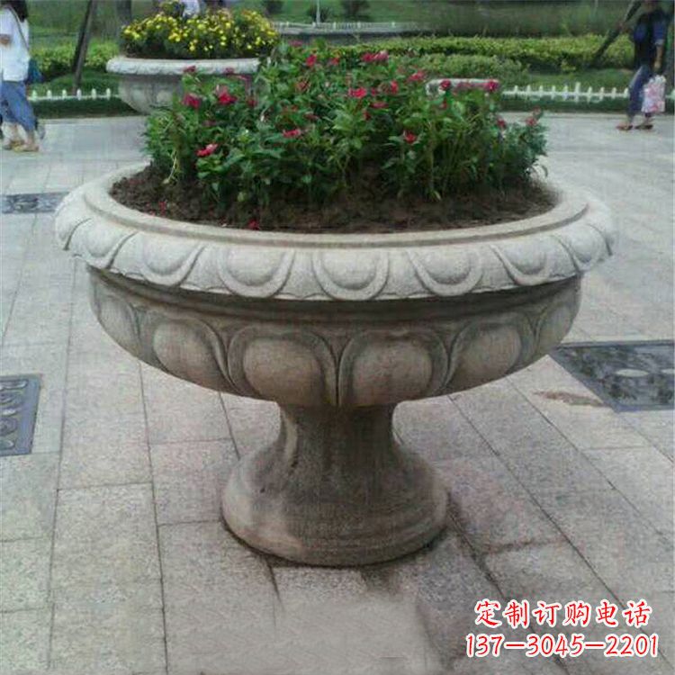 泸州中领雕塑:精美花岗岩公园石雕花盆