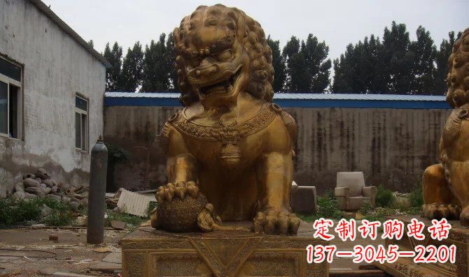 泸州黄铜踩球故宫狮子铜雕