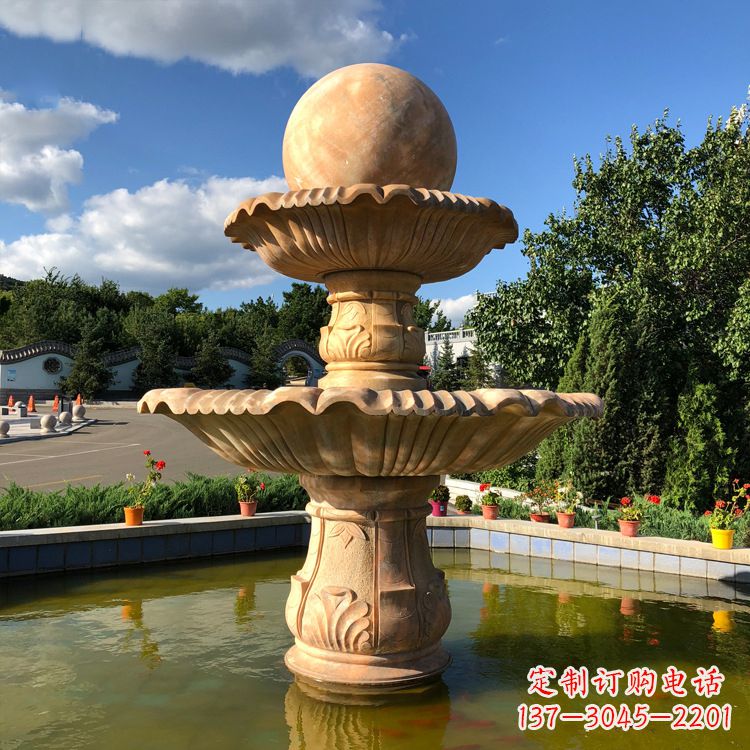 泸州经典黄锈石喷泉装饰雕塑