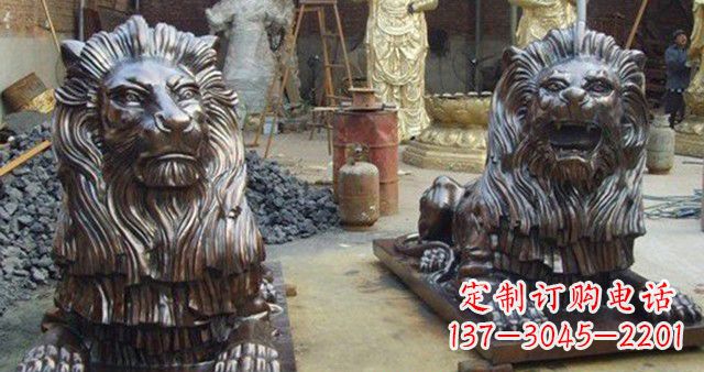 泸州汇丰铜狮子雕塑,令人叹为观止