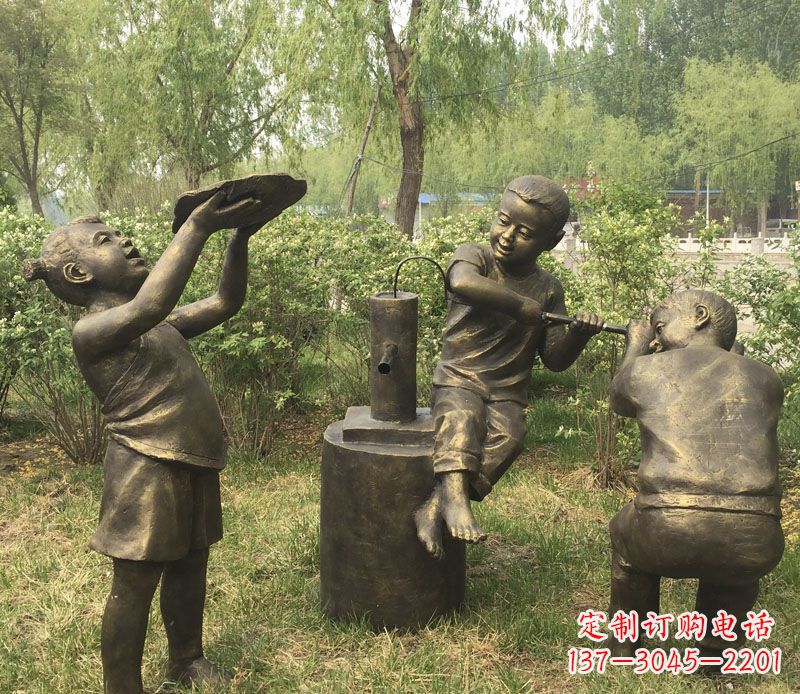 泸州艺术熊孩子,活泼可爱的儿童雕塑