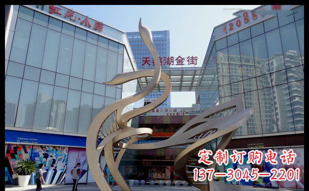 泸州高雅大气的不锈钢抽象天鹅雕塑