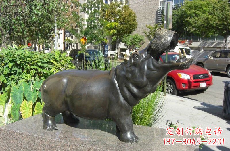泸州街边河马铜雕