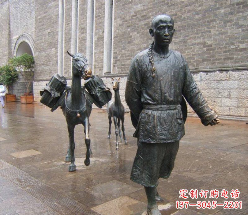 泸州中领雕塑专业定制古代人物小品毛驴铜雕