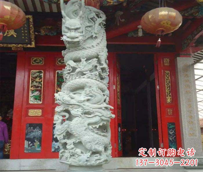 泸州景区大理石龙柱石雕