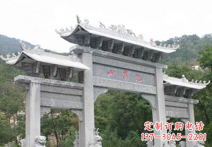 泸州三门仿古牌坊石雕,精美绝伦
