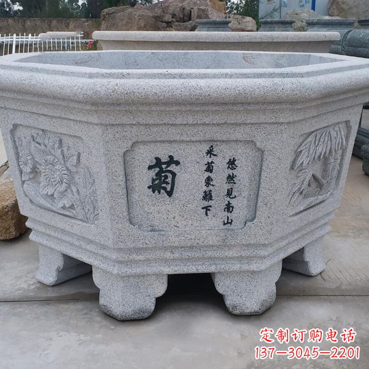 泸州精美砂岩花盆雕塑,点缀精致家居