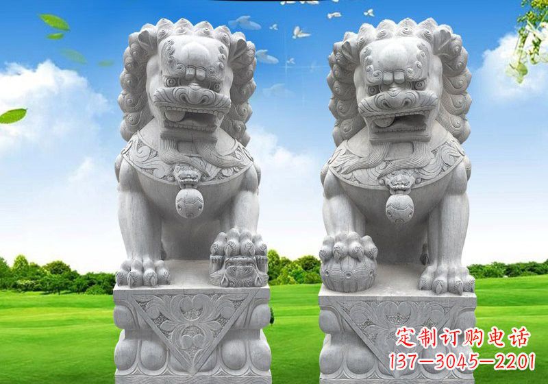 泸州风采傲人的狮子石雕
