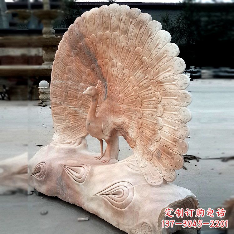 泸州艺术精美的孔雀石红雕塑