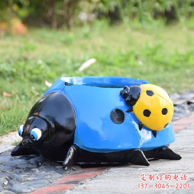 泸州蓝色玻璃钢七星瓢虫花盆
