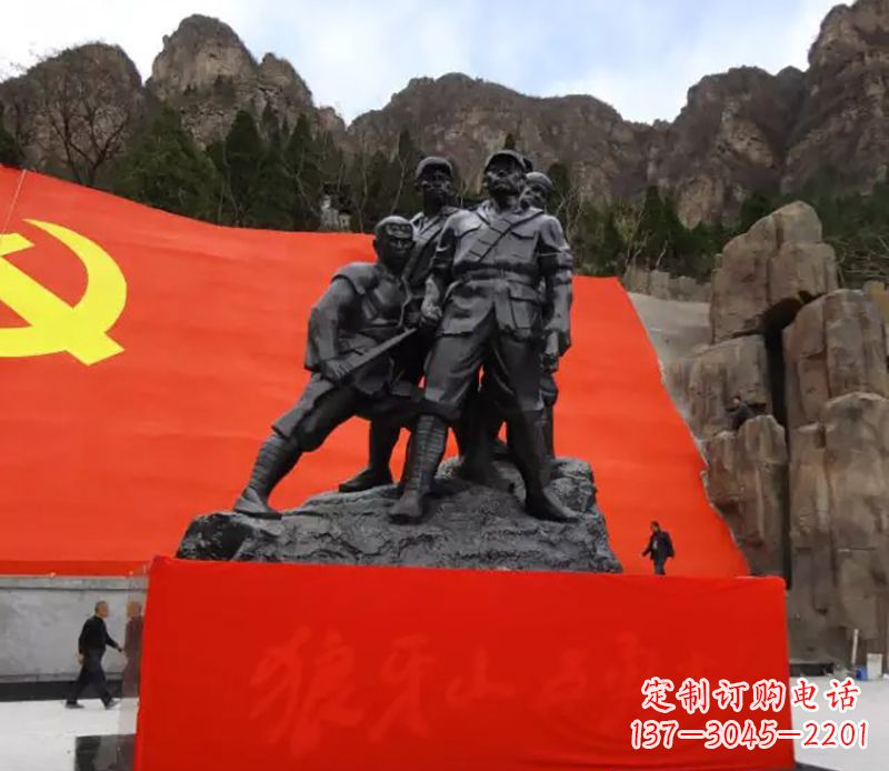 泸州狼牙山五壮士烈士铜雕,永载革命先烈光辉