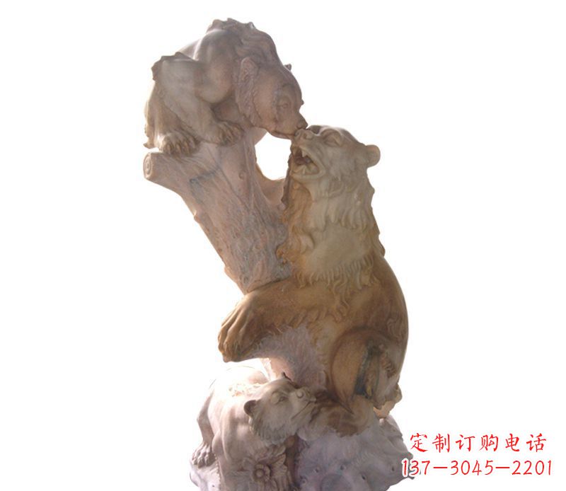 泸州母子狗熊石雕公园动物雕塑