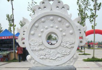 泸州精雕细琢汉白玉双龙石门墩雕塑