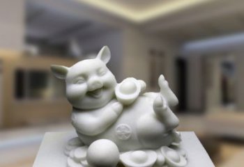 泸州汉白玉动物雕塑，招财猪石雕精美装饰