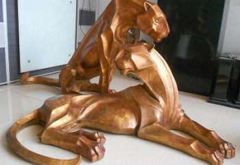 泸州草坪广场商场十二生肖铜雕豹塑