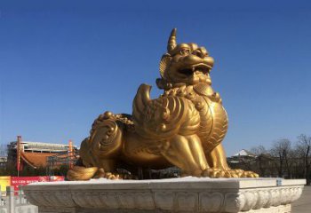 泸州鎏金铜獬豸雕塑-给您的园林更多灵魂