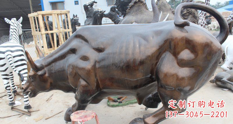 泸州牛玻璃钢仿铜动物雕塑
