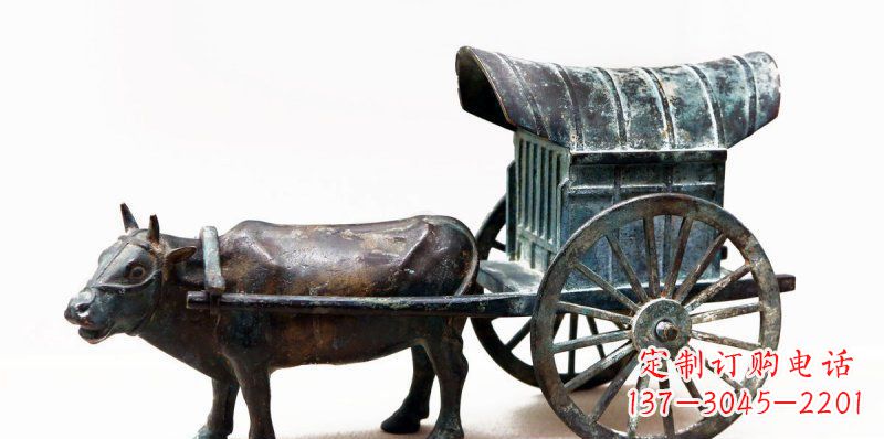 泸州定制牛车景观铜雕塑