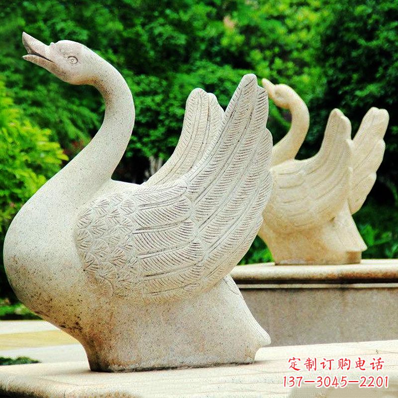泸州高雅优美的砂岩天鹅雕塑