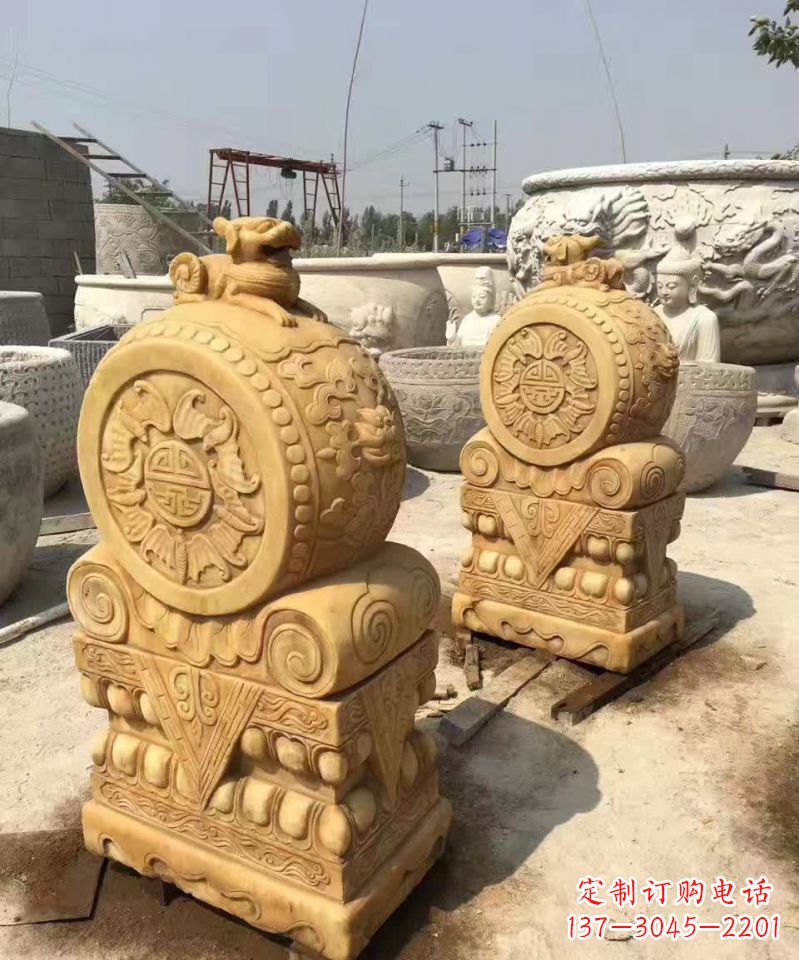 泸州福瑞貔貅抱鼓石雕塑,传承中国古老文化