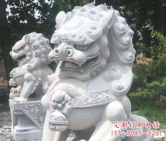 泸州企业景观大理石狮子石雕 (4)