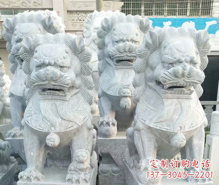 泸州企业景观大理石狮子石雕 (8)
