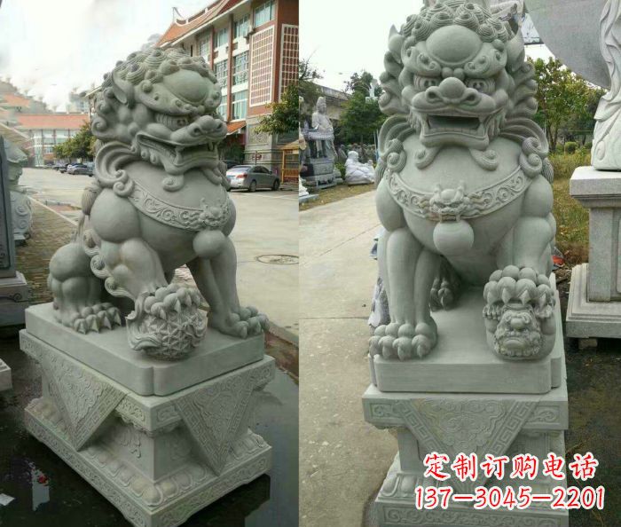 泸州企业景观大理石狮子石雕 (12)