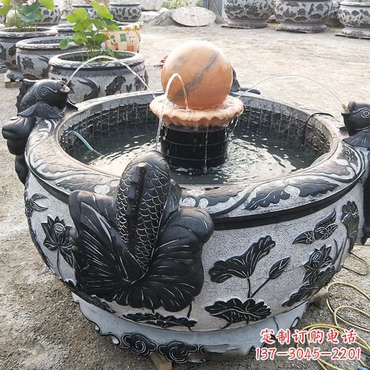 泸州青石鱼缸雕塑,装点您的生活