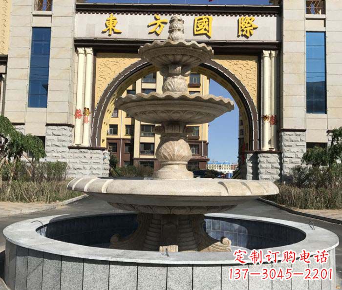 泸州三层欧式喷泉石雕,为小区增添质感