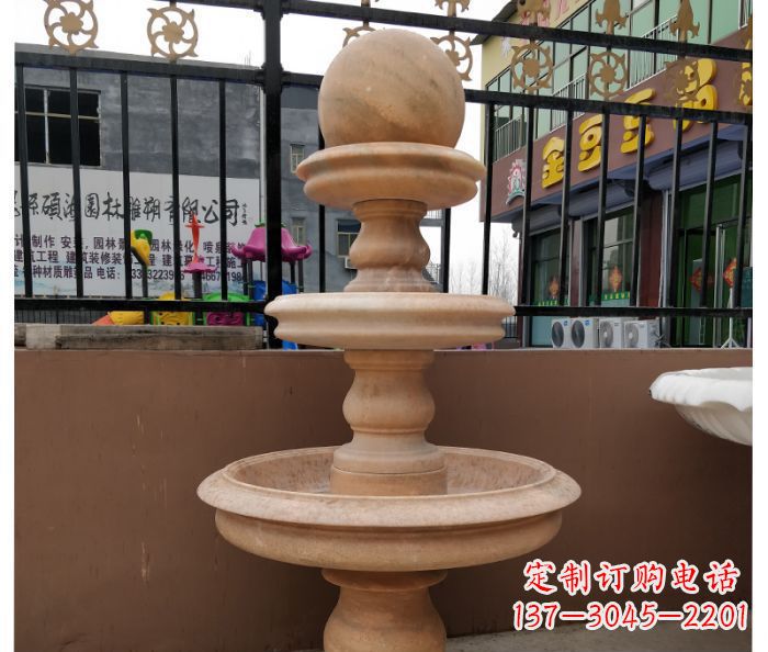 泸州风水球石雕,晚霞红别墅装饰精品