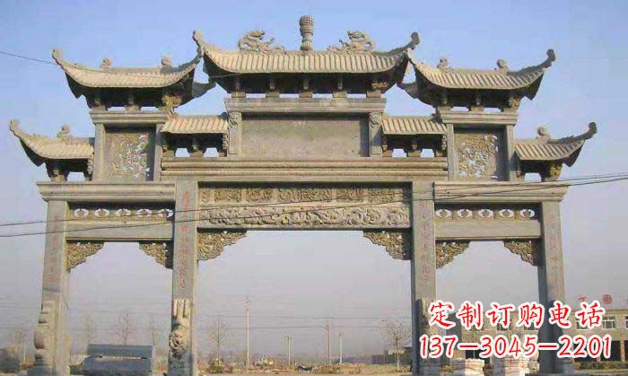 泸州特色街角石雕牌坊精致典雅的装点