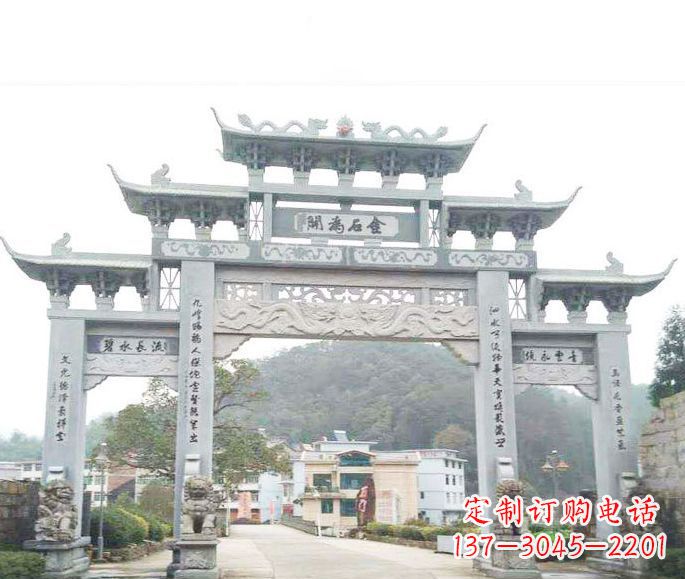 泸州三门五楼石牌坊石雕——精美精致的多层次雕刻