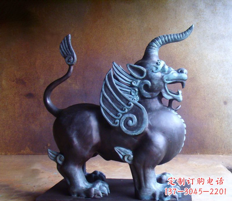 泸州传承中国神兽文化的独角兽铜雕塑