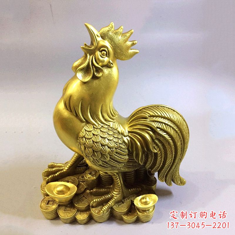 泸州生肖抓钱鸡纯铜雕塑摆件