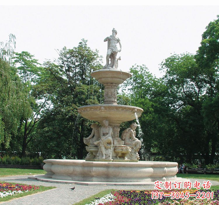泸州石雕跌水喷泉塑型,给园林增添美感