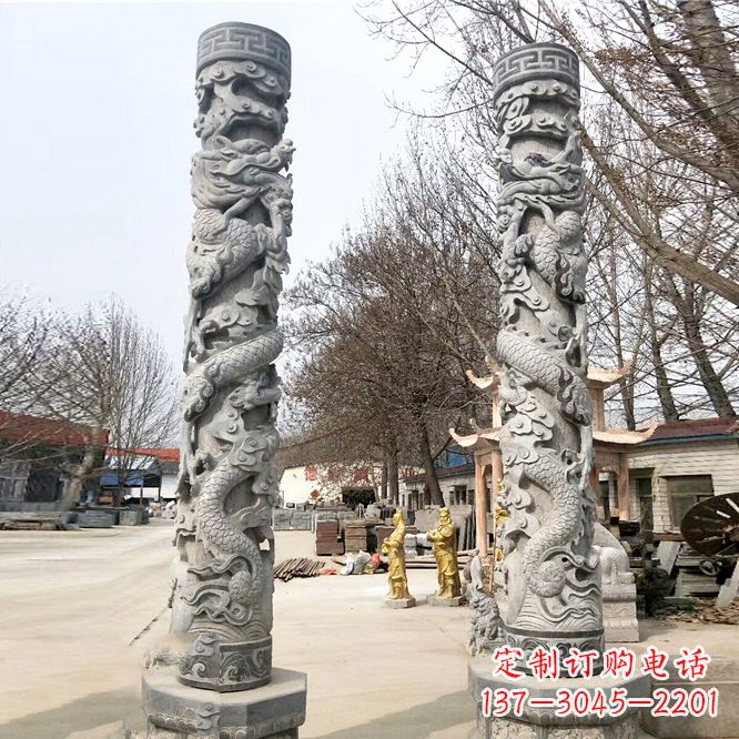 泸州中领雕塑传统工艺制作精美石雕盘龙柱