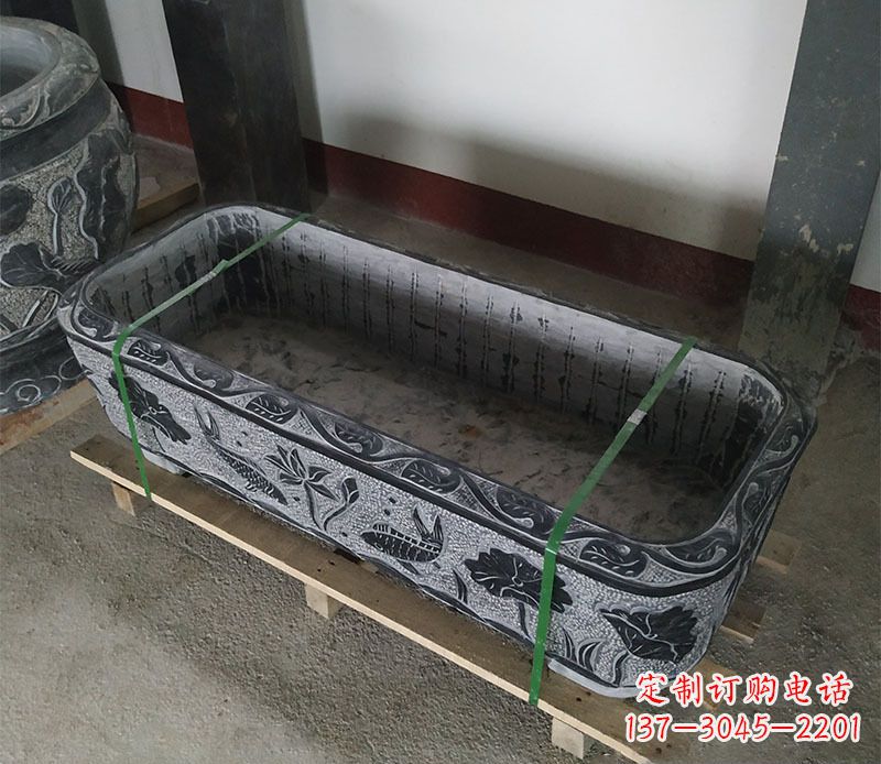 泸州石浮雕鱼缸仿古鱼缸石雕
