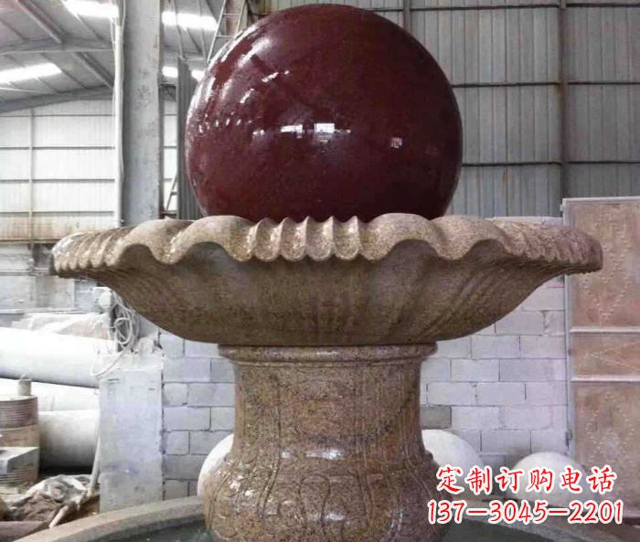 泸州石来运转小型风水球喷泉石雕 (2)