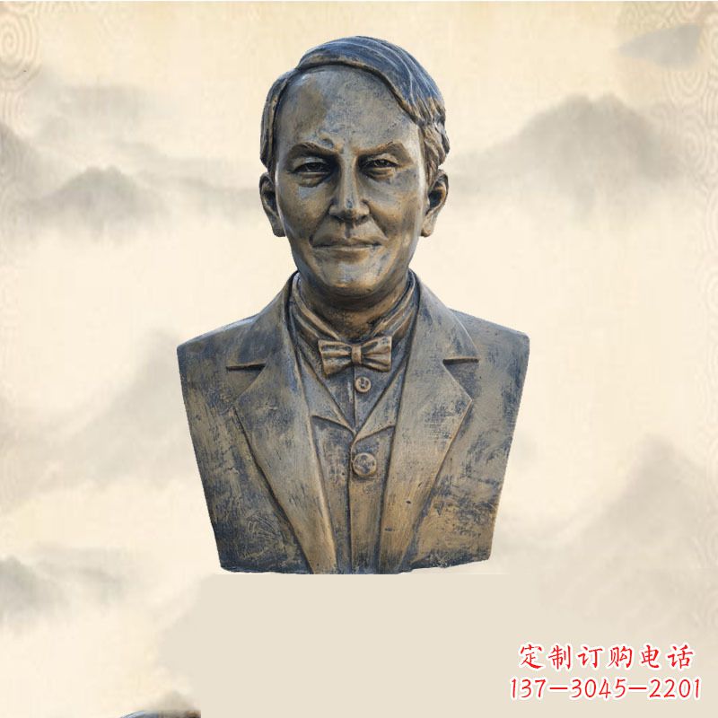 泸州世界名人爱迪生纯铜头像雕塑-学校校园名人系列雕塑