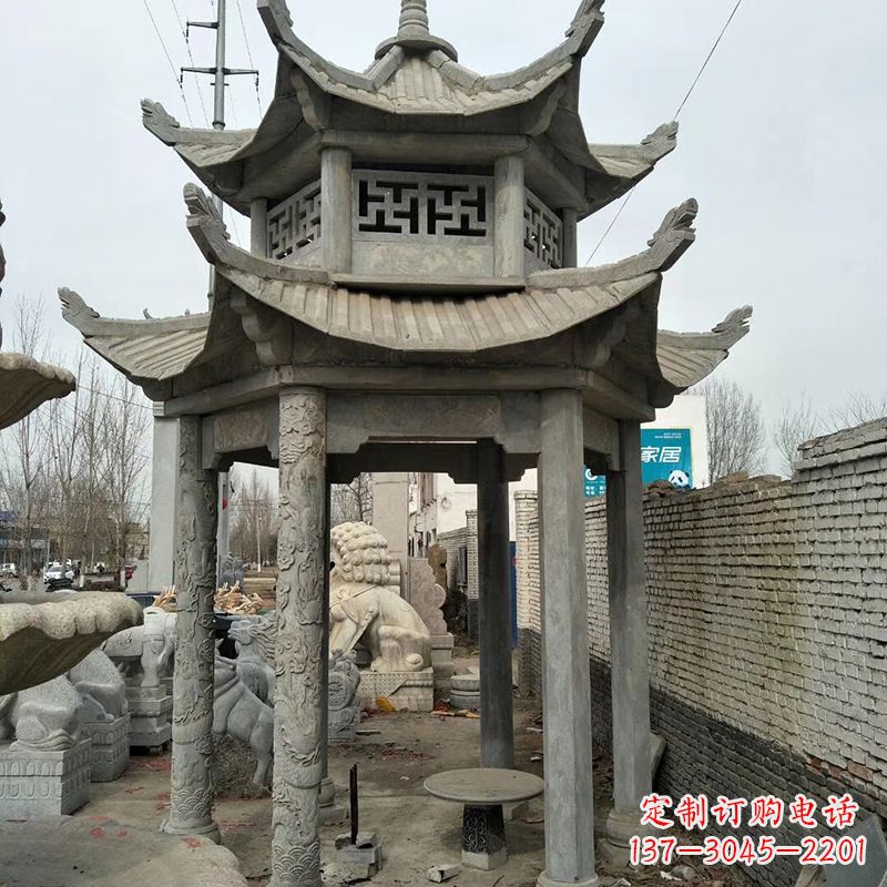 泸州双层大理石凉亭雕塑
