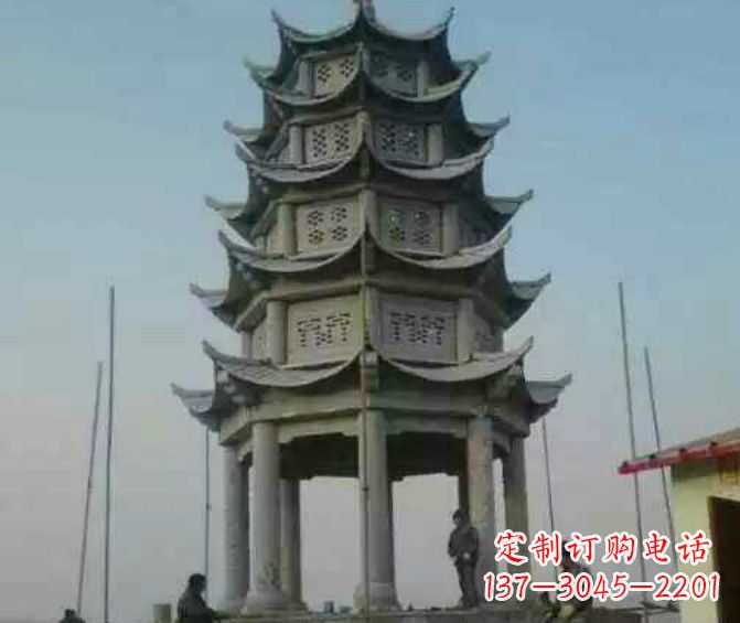 泸州双层大理石凉亭石雕 (2)