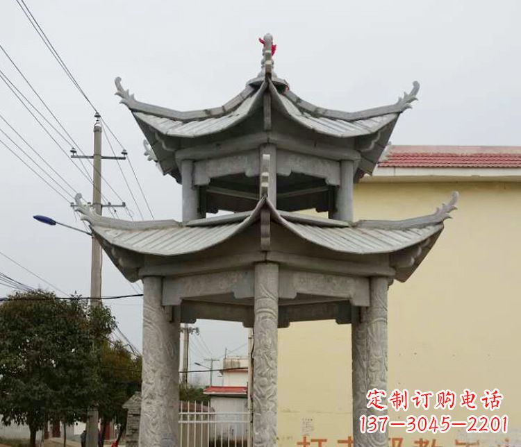 泸州双层仿古凉亭石雕 (2)