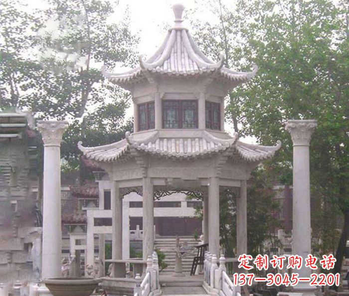泸州双层仿古凉亭石雕 (3)