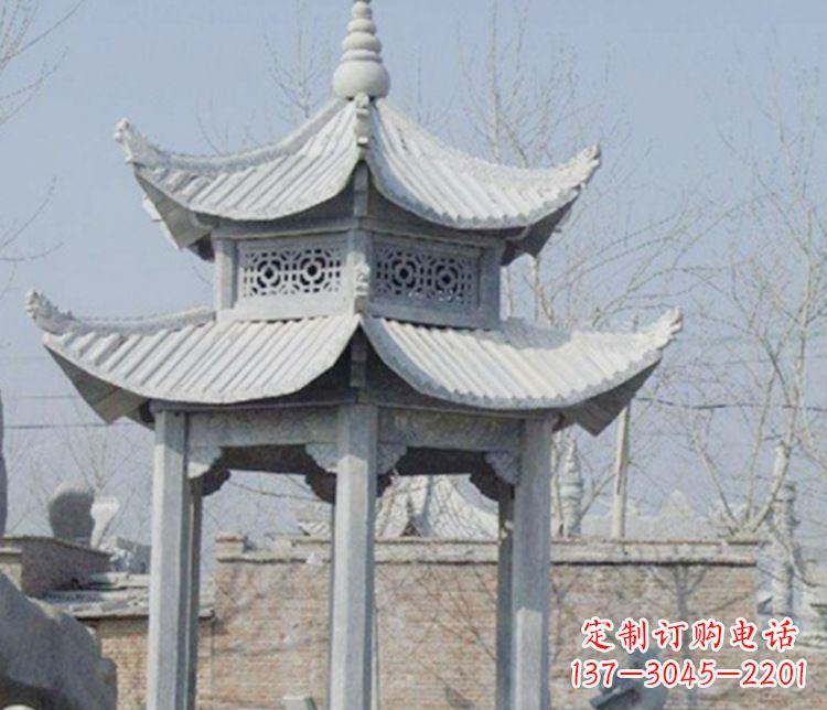 泸州双层仿古六角凉亭石雕